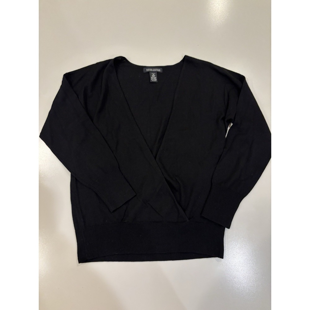 Banana‎ Republic women's Med Petite Wrap Long Sleeve Black Sweater Wool